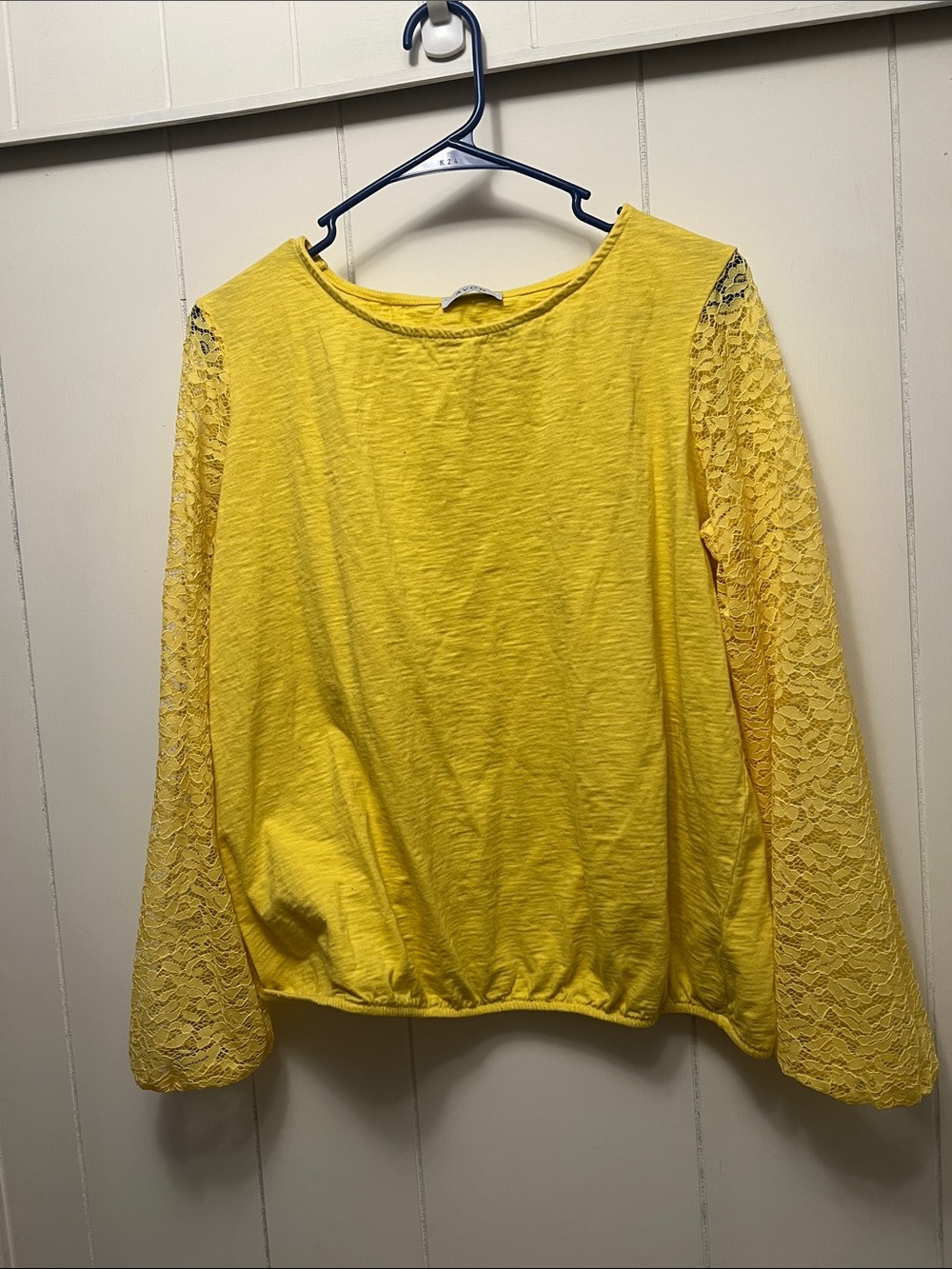 Avon Yellow Long-Sleeve Top with Lace Sleeves